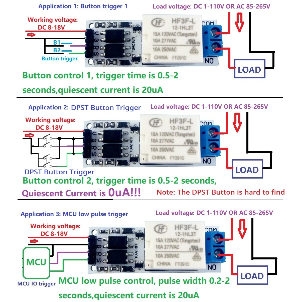 LR12A01 DC 12V 10A Latching Keep Relay Module Zero Power Hold Switch Bistable Self-locking Flip-Flop Latch Board