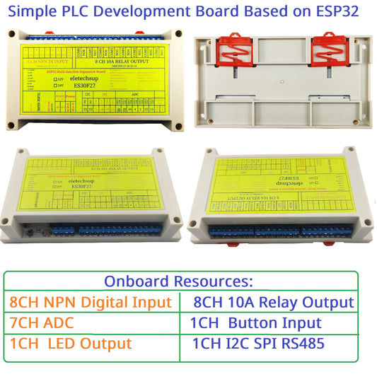 ES30F27 ESP32 30 pins 8 NPN opto-isolated inputs 8 10A relays ESP32 Wifi Expansion Board for RS485 I2C SPI Bus IOT Development