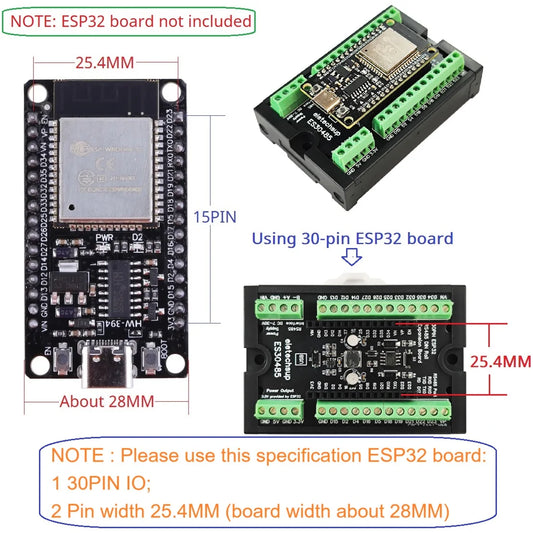 ES30485 Expansion Board DC 7-30V Power Input 5V 3.3V Output RS485 ESP32 Din Rail Mounting for WIFI BT IOT MQTT HTTP Smart Home DIY