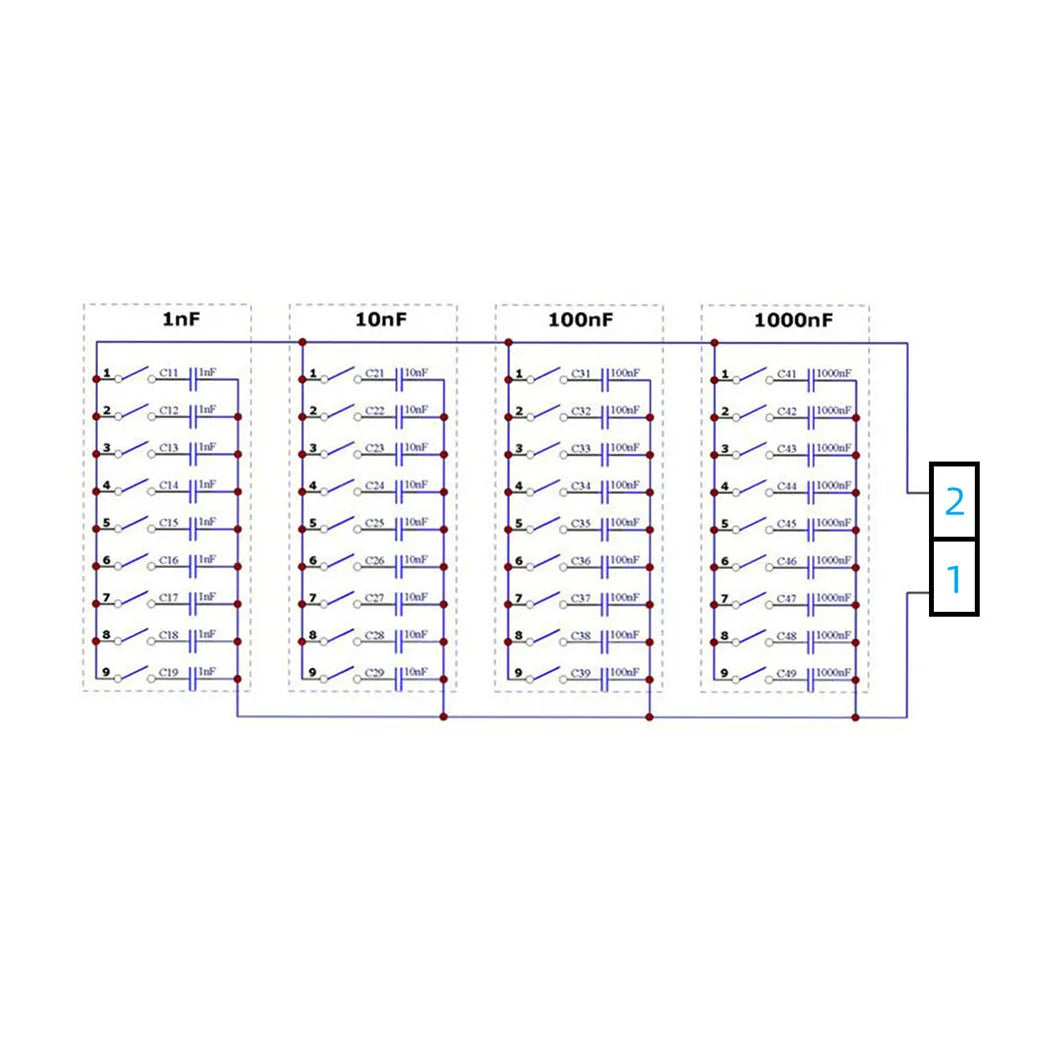 DNC2B04 1nF to 9999nF Step-1nF cztery dekady Programmable Capacitor Board Polypropylene Film Capacitor C35 DIN Rail For PLC