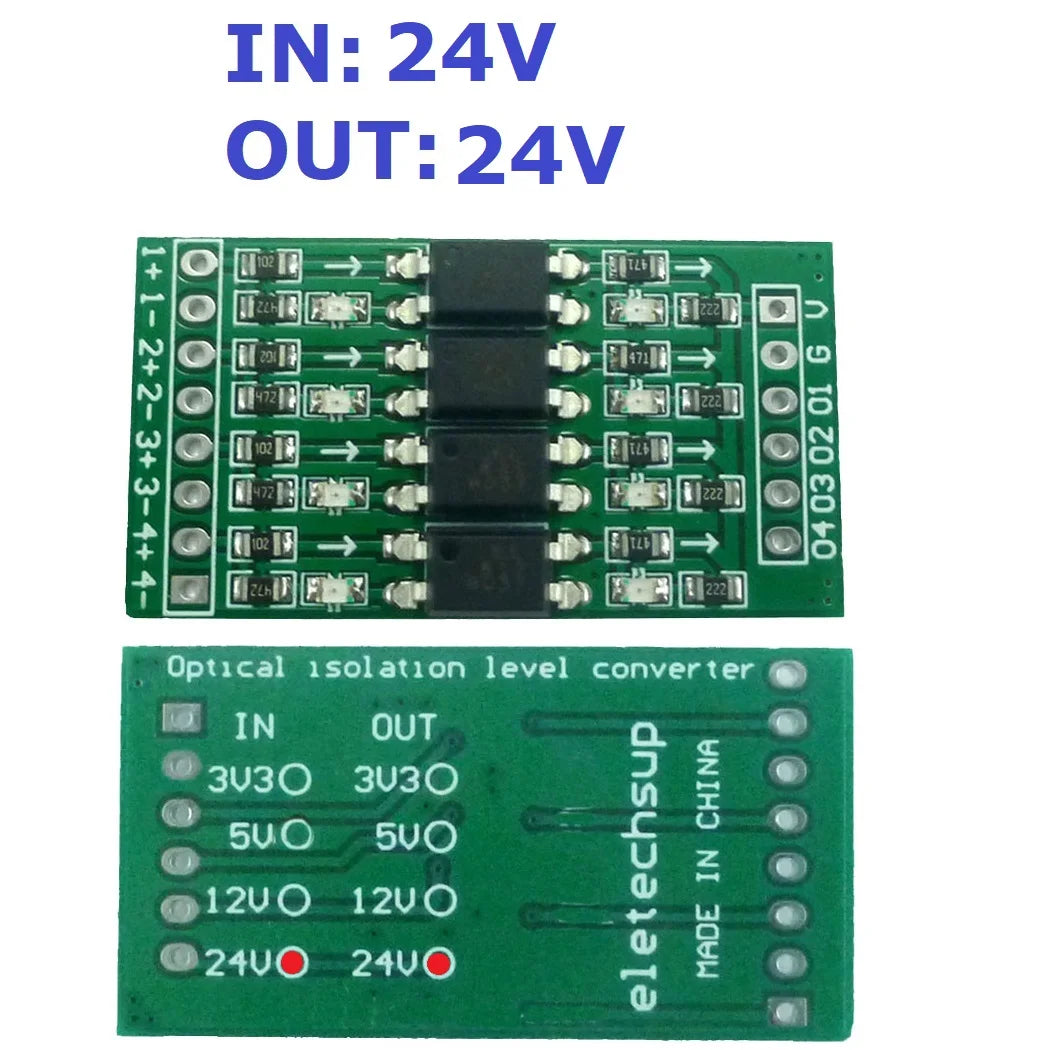 OP71A04 4ch 3.3V 5V 12V 24V Digital Logic Level Conversion Module PNP/NPN to NPN Optical Isolation Board for Arduiuo NANO STM32 AVR