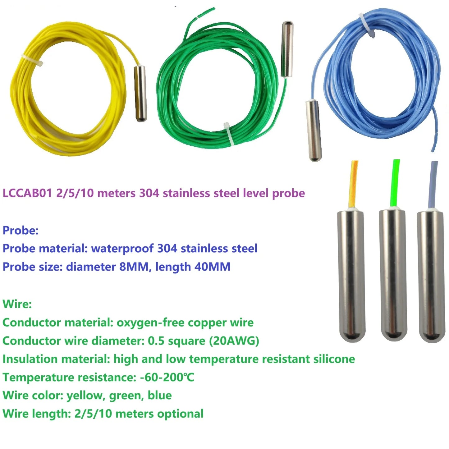 LC35D01 LCCAB01 30A Water Pump Automatic Start-Stop Controller 304 Waterproof Rust-proof Water Liquid Level Sensor Probe DC 12V 24V AC 110V 220V