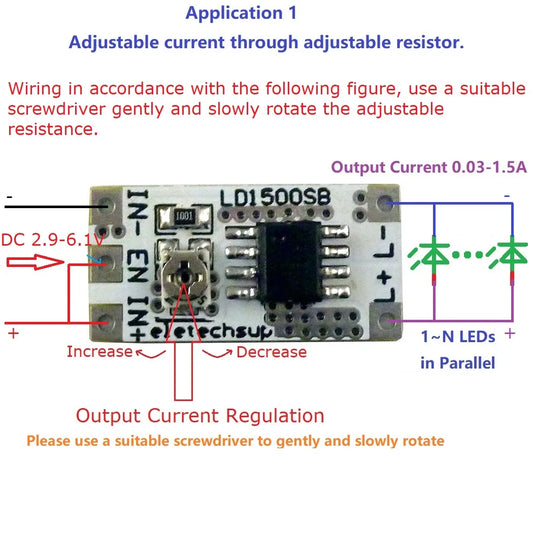LD1500SB Adjustable 28-1500mA Output Current High Brightness LED Constant Current Driver Board for Flashlight Headlights Emergency Lights