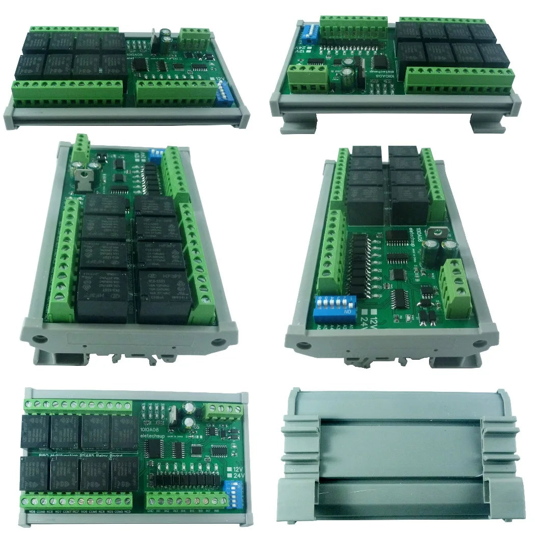 10IOA08 DC 12V 24V 8DI 8DO Multifunction RS485 Modbus RTU Relay Module Support 01 05 15 02 03 06 16 Function Code Switch Control Board