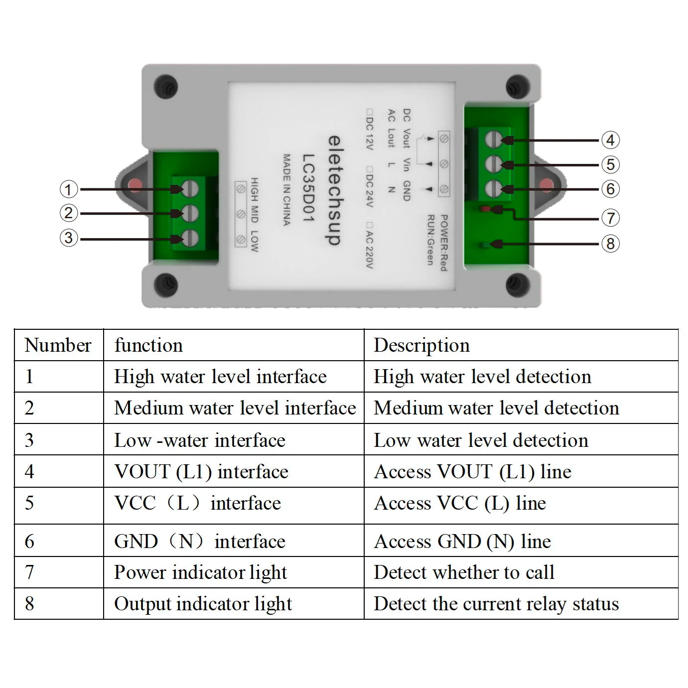 LC35D01 LCCAB01 30A Water Pump Automatic Start-Stop Controller 304 Waterproof Rust-proof Water Liquid Level Sensor Probe DC 12V 24V AC 110V 220V