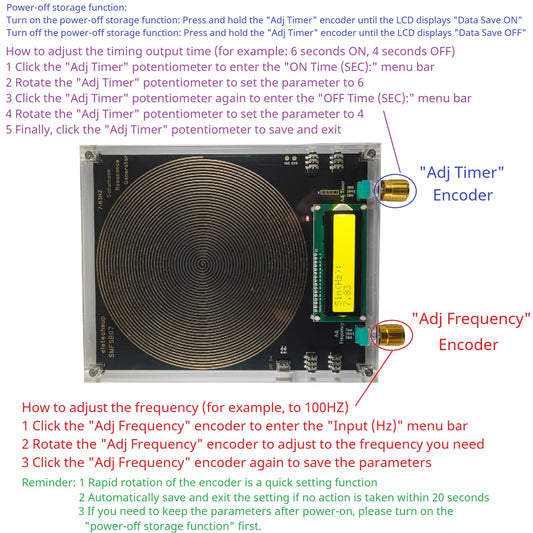 SMFSB07 7.83Hz Schumann Resonance Generator 0.01Hz-100kHz Adjustable 4 Outputs Timer 150mm Antenna for Meditation Biohacking 5V DC