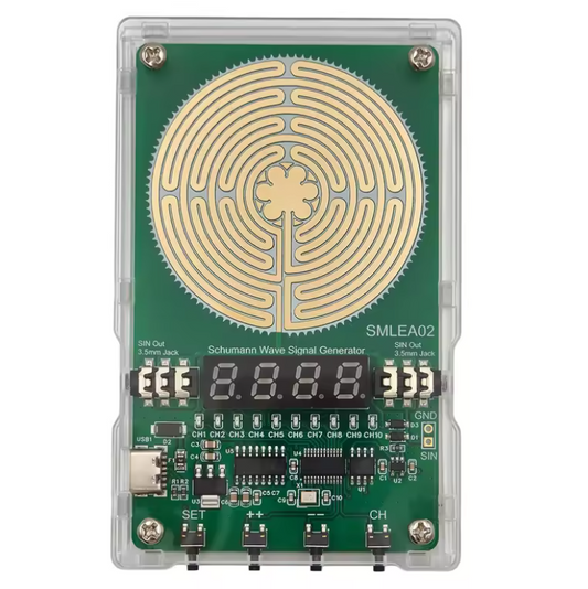 SMLEA02 Portable 0.01Hz-9999Hz Pure Sine Wave Signal Generator 7.83Hz Schumann Generator DC 5V Type-C Dual 3.5mm Audio Transparent Acrylic Shell