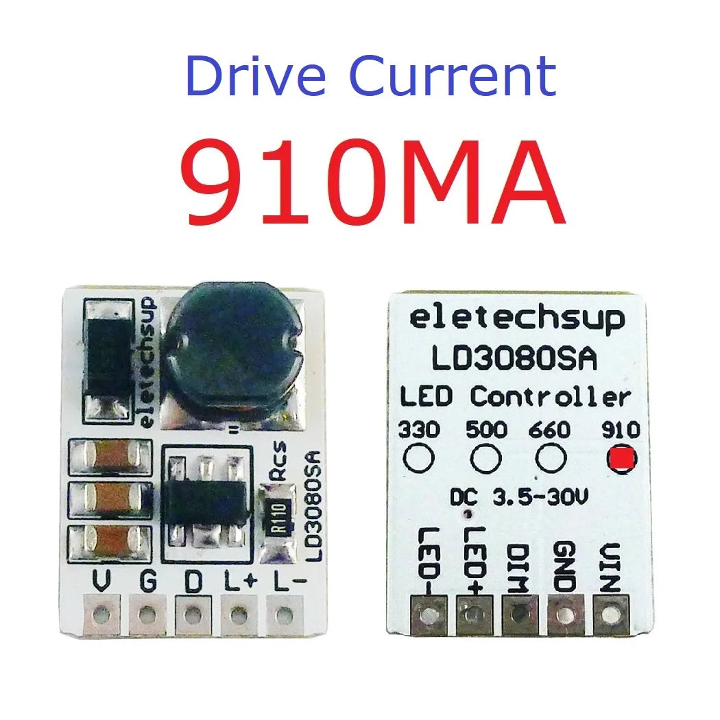 LD3080SA 20W DC 3.7-30V PWM ON/OFF Control LED Driver Module 330/500/660/910MA Constant Current for Flashlight Headlight Emergency Light