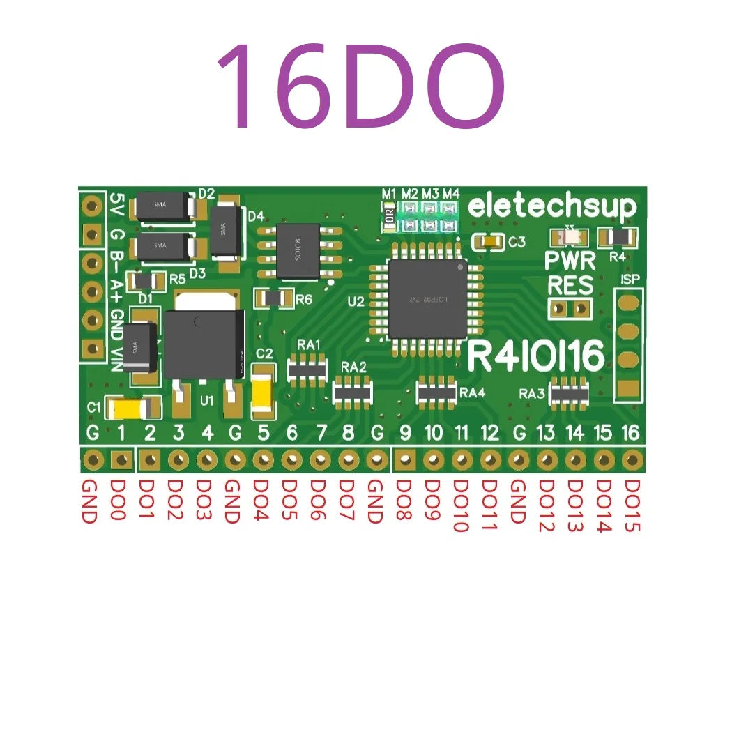 R4IOI16 16DI/16DO/8DI-8DO/4DI-12DO/12DI-4DO Modbus Rtu Digital IO RS485 2.54mm Pin Core Board for Arduino ESP32 ESP8266 PLC Smart Home