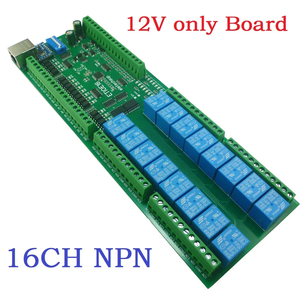 ETIOE16 16CH NPN DI Network Ethernet Modbus RTU TCP Multifunction Remote I/O NPN DI Dry Contact Relay DO 4-20MA 0-10V Current Voltage