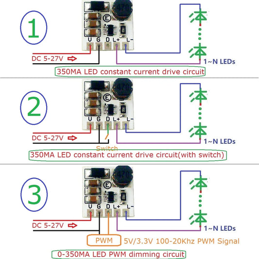 LD2635MA mini size DC 5-24V Step-downLED Constant Current Dimming Module PWM Adjustable Controller