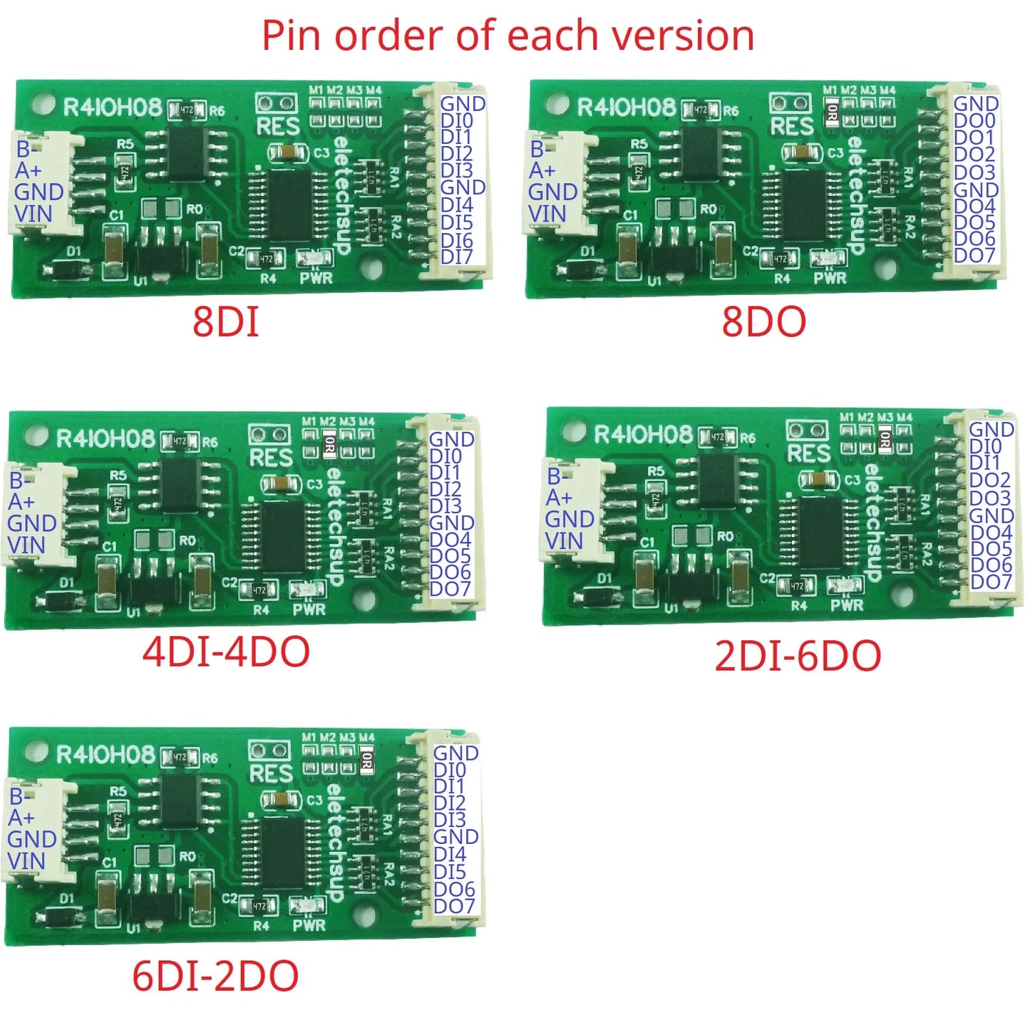 R4IOH08 8DI 8DO 4DI-4DO 2DI-6DO 6DI-2DO Multipurpose RS485 Digital Input Output Module mini PLC IO Dilator DC 12V 24V for Arduino
