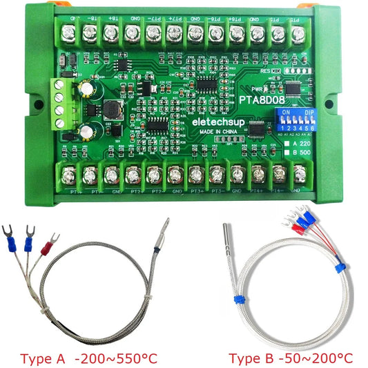 PTA8D08 8AI RS485 Analog Input PT100 RTD RS485 Temperature Sensor Acquisition Module replace NTC K Thermocouple DS18B20