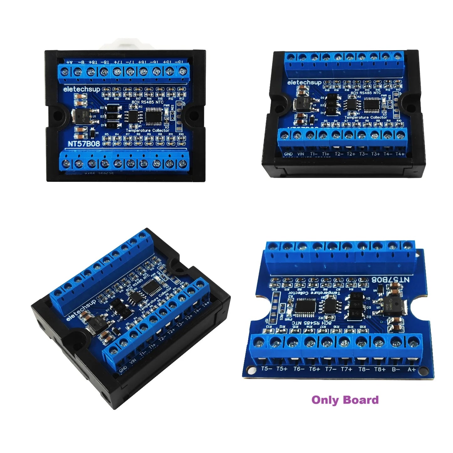 NT57B08 8CH Temperature & Resistance Acquisition Board Modbus RTU RS485 NTC Thermocouple Sensors Paperless Paperless Recorder Controller