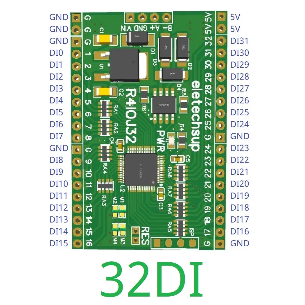 R4IOJ32 32CH RS485 2.54mm Pin Core Board Modbus Rtu Input and Output Control PLC HMI Remote IO Expanding Board R4IOJ32 DC 5V 12V 24V