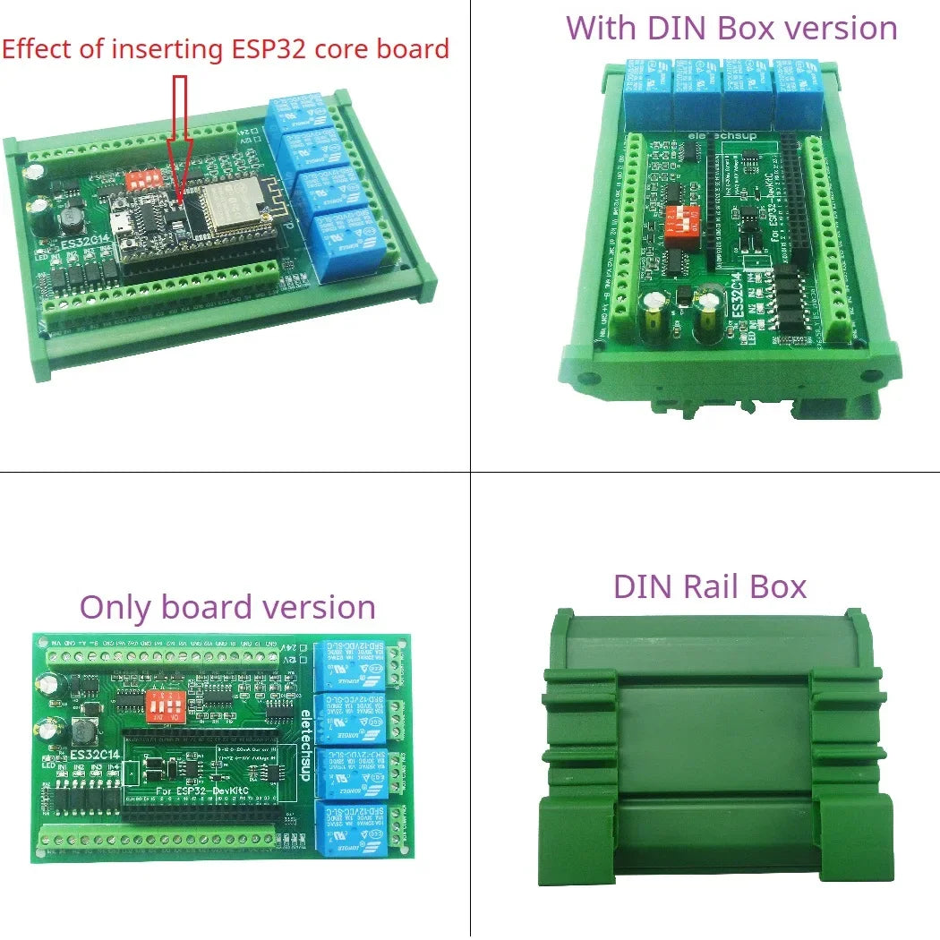 ES32C14 DC 12V 24V ESP32 Expansion Board Digital Analog DAC ADC IO Wifi Relay Switch ES32C14 Module for Arduino PLC Smart Home IOT Diy
