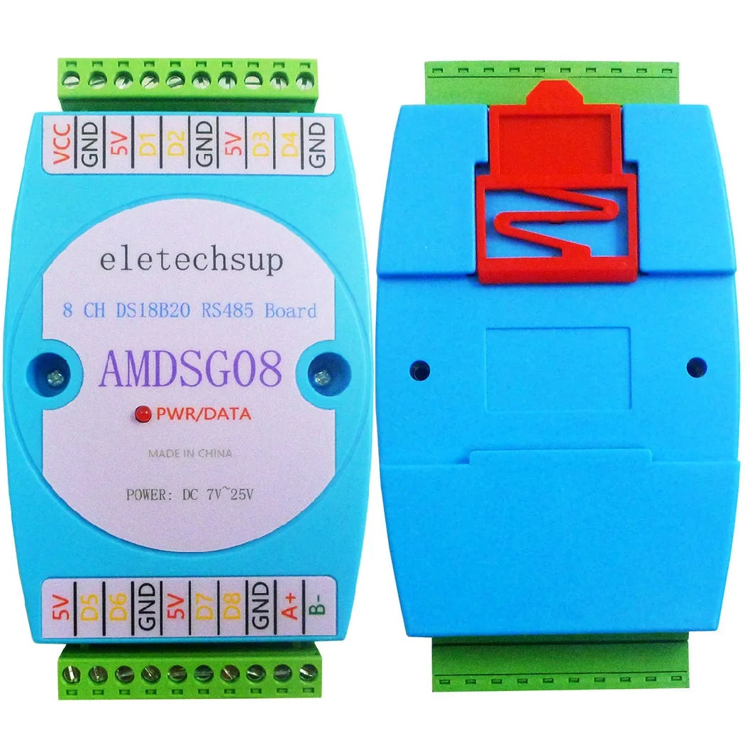 AMDSG08 8 DS18B20 temperature acquisition module / RS485 MODBUS RTU communication replace WP3066ADAM