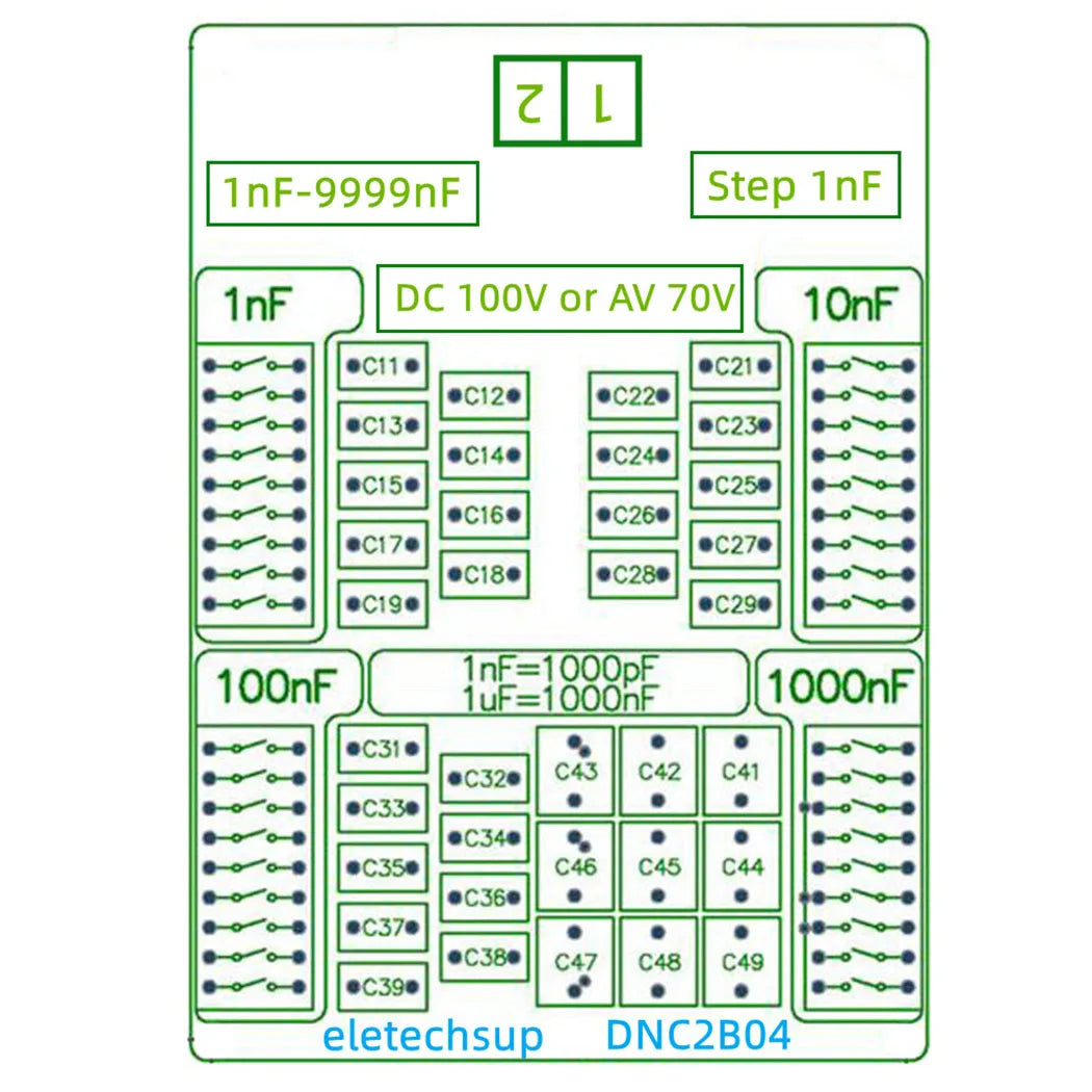 DNC2B04 1nF to 9999nF Step-1nF cztery dekady Programmable Capacitor Board Polypropylene Film Capacitor C35 DIN Rail For PLC