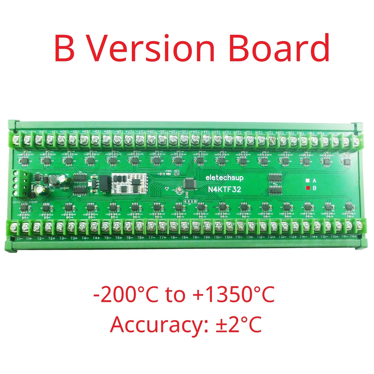 N4KTF32 32CH K Thermocouple -200-1350C Ultra-wide Temperature Collector RS485 Analog Remote IO Board Thermocouple-to-Digital Converter