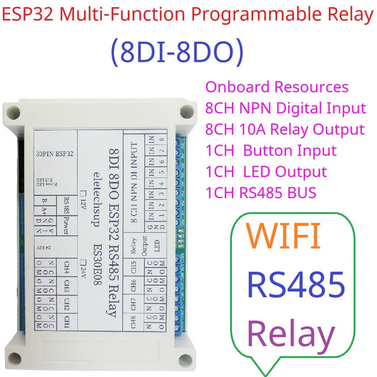 ES30E08 ESP32 RS485 Wifi Programmable Relay Module 2.4G Wireless Control Smart Switch Expansion Board For Diy Mqtt Http TCP IP IOT