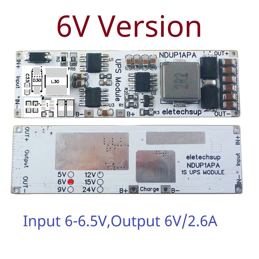 NDUP1APA High Efficiency Large Power DC 5V 6V 9V 12V 15V 24V UPS Module IN-OUT 3.7V 4.2V Lithium Battery Charger Discharge Home Network