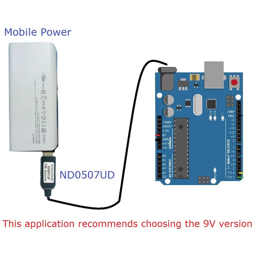 ND0507UD 5V to 9V/12V USB A to DC 5.5*2.1mm Boost DC-DC Conerter Voltage Step-up Cable for Arduiuo MEGA2560 Wifi Router Mobile Power