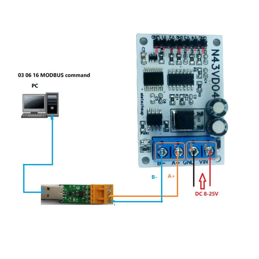 N43IC04 4-20MA/0-5V/0-10V 4ch Current/Voltage Analog Acquisition RS485 Modbus RTU ADC Module