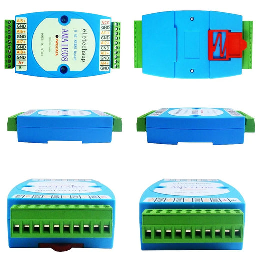 AMVIF08 AMAIE08 DC 12V-24V 8AI 8VI 4-20MA /0-10V to RS485 Current/Voltage ADC Collector Read Capture Module MODBUS RTU PLC Board