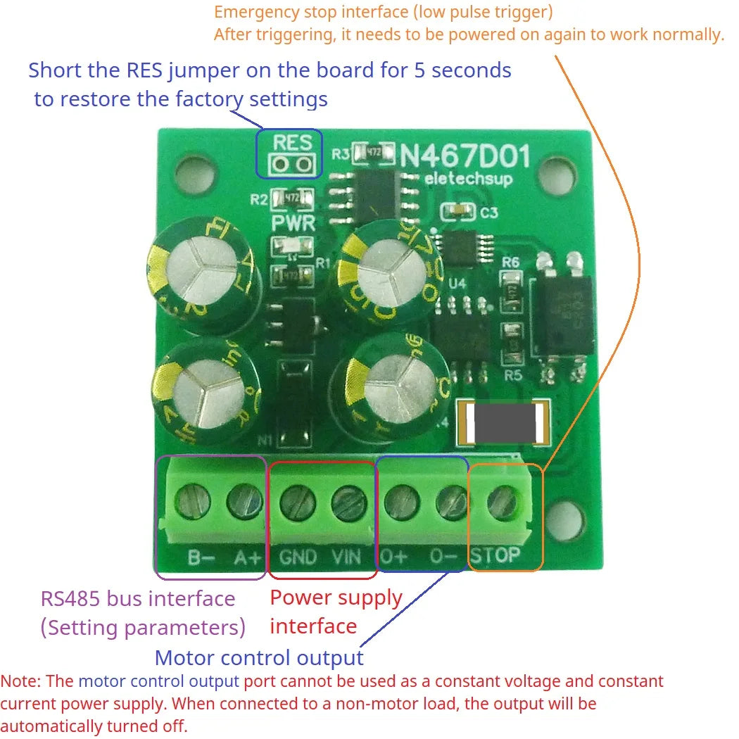 N467D01 8-30V Small DC Linear Geared Motor Driver Forward Reverse Stop Delay Timer Controller RS485 PLC IO