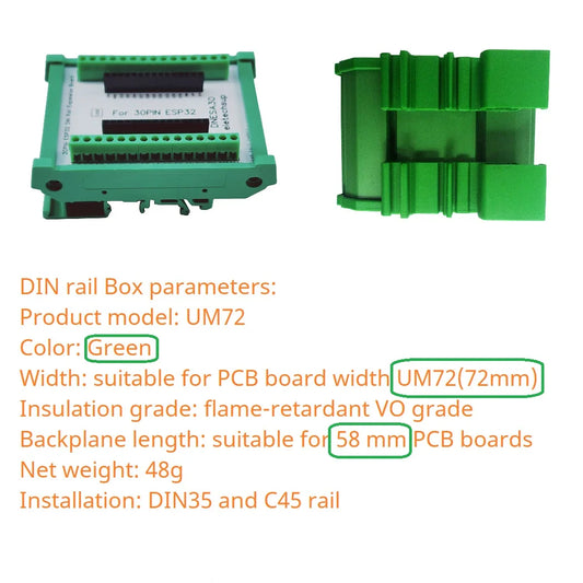 DNESA30 DNESP32 Din Rail Mounting DIN35 C45 Rail 30 pin ESP32 Base Plate 3.96 Terminal Screw Terminal Block Adapter Module for Arduino Wifi BT IOT DIY
