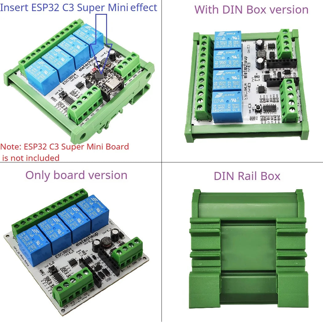ESC3B04 DC 9V 12V 24V 4AI-4DO 0-10V Analog Input ESP32 C3 Super Mini RS485 Relay Expansion Board Smart Home IOT Simple PLC