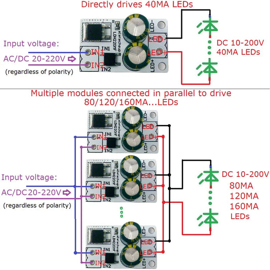 LDH220MF HV AC/DC 20-220V to DC 10-200V 40MA Constant Current Linear Constant Current Driver Module for fluorescent ceiling LED Bulb