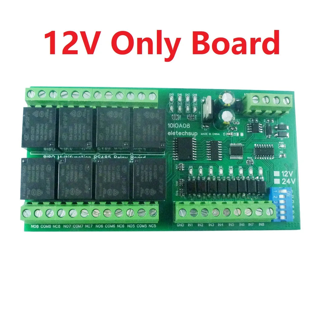 10IOA08 DC 12V 24V 8DI 8DO Multifunction RS485 Modbus RTU Relay Module Support 01 05 15 02 03 06 16 Function Code Switch Control Board