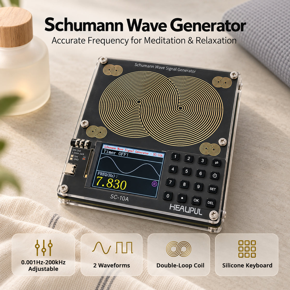 Schmann generator Healpul Large Antenna Frequency Generator with Timer Adjustable Schumann Resonance Generator|0.01Hz-200kHz Meditation