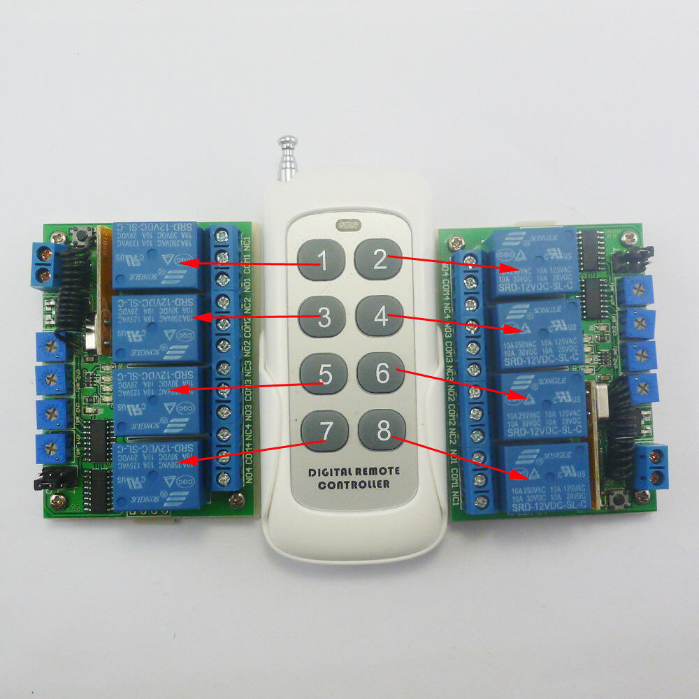 RF22A04 433M 1TX+ 2 RX ASK RF Wireless Adjustable Delay Time LED Bulb Motor Controller