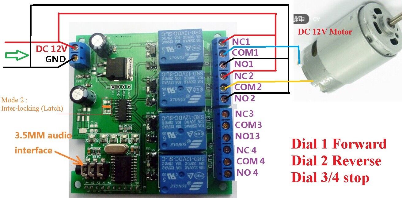 AE11A04 Keypad DTMF MT8870 Generator Audio Encoder + 4 Channels Decoder Relay