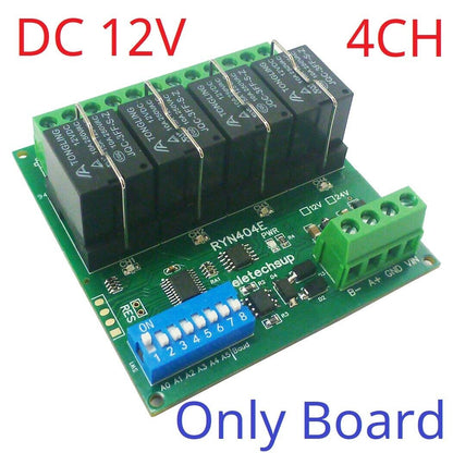 RYN408F RYN404E 4-8CH Relay Pluggable Modbus Remote IO Module Baud Rate Slave ID Dip Switch Sele
