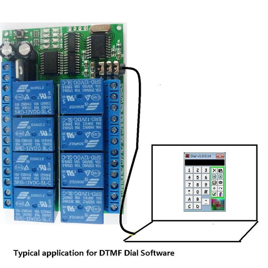 AD22A08 12VDC 8ch MT8870 DTMF Tone Signal Decoder Relay + DTMF Encodr Button Boa