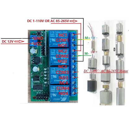 RF33A04  4 Channels RF Wireless HCS301 12V DC 433M RF Rolling Code Encoder Decoder Motor