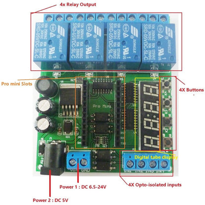 IO22C04 4CH 4 Bit LED Pro mini PLC for Arduino  Cycle Delay Time Switch Control