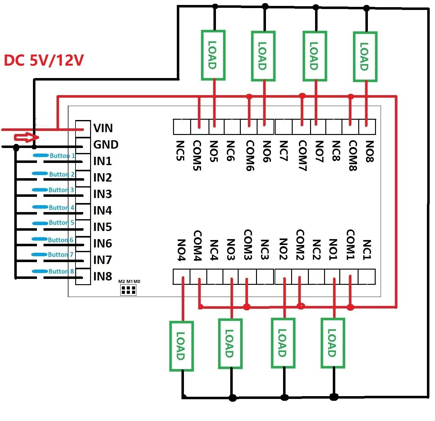 IR23F08 DC 5V 12V 8ch IR infrared control Switch Timer Delay Self-locking Latch Relay