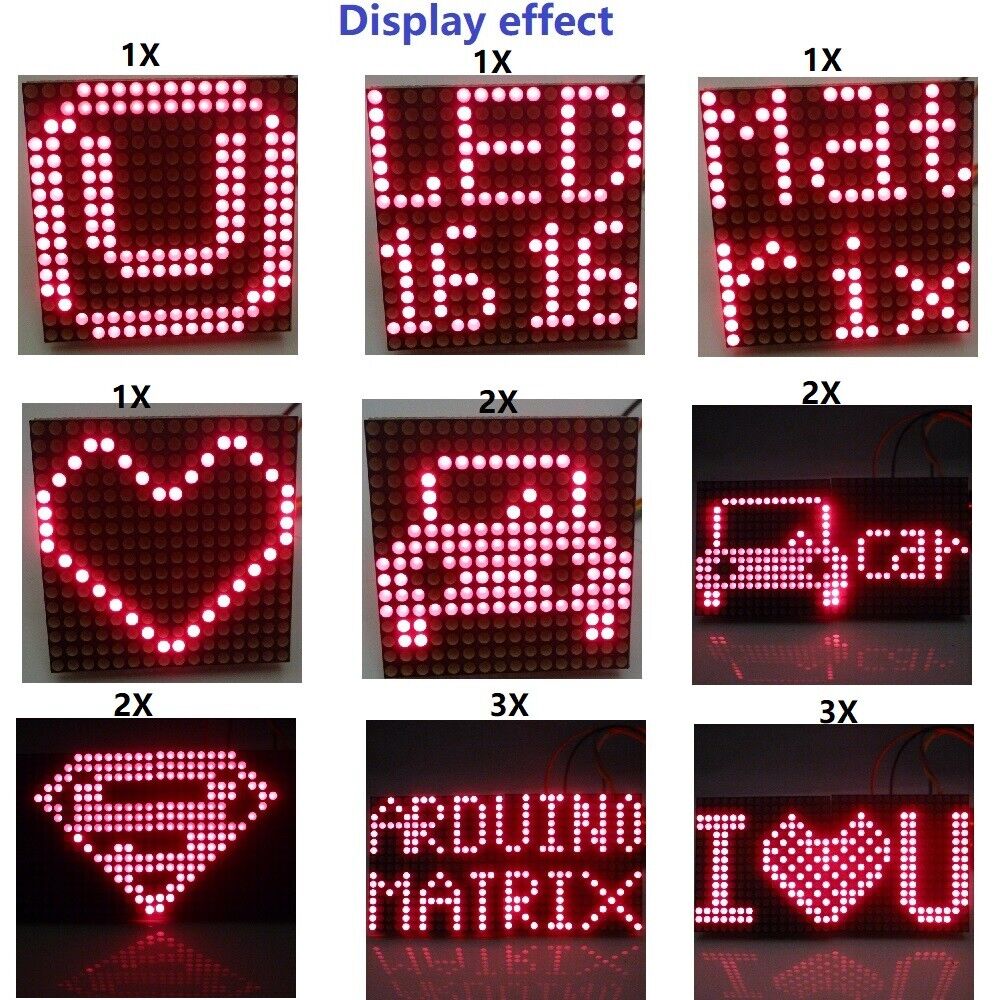DM42A16 with ARDUINO sketch 16x16 Matrix Dot Red mini LED Display for MEGA DUE
