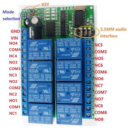AD22A08 12VDC 8ch MT8870 DTMF Tone Signal Decoder Relay Phone Remote Control Swi