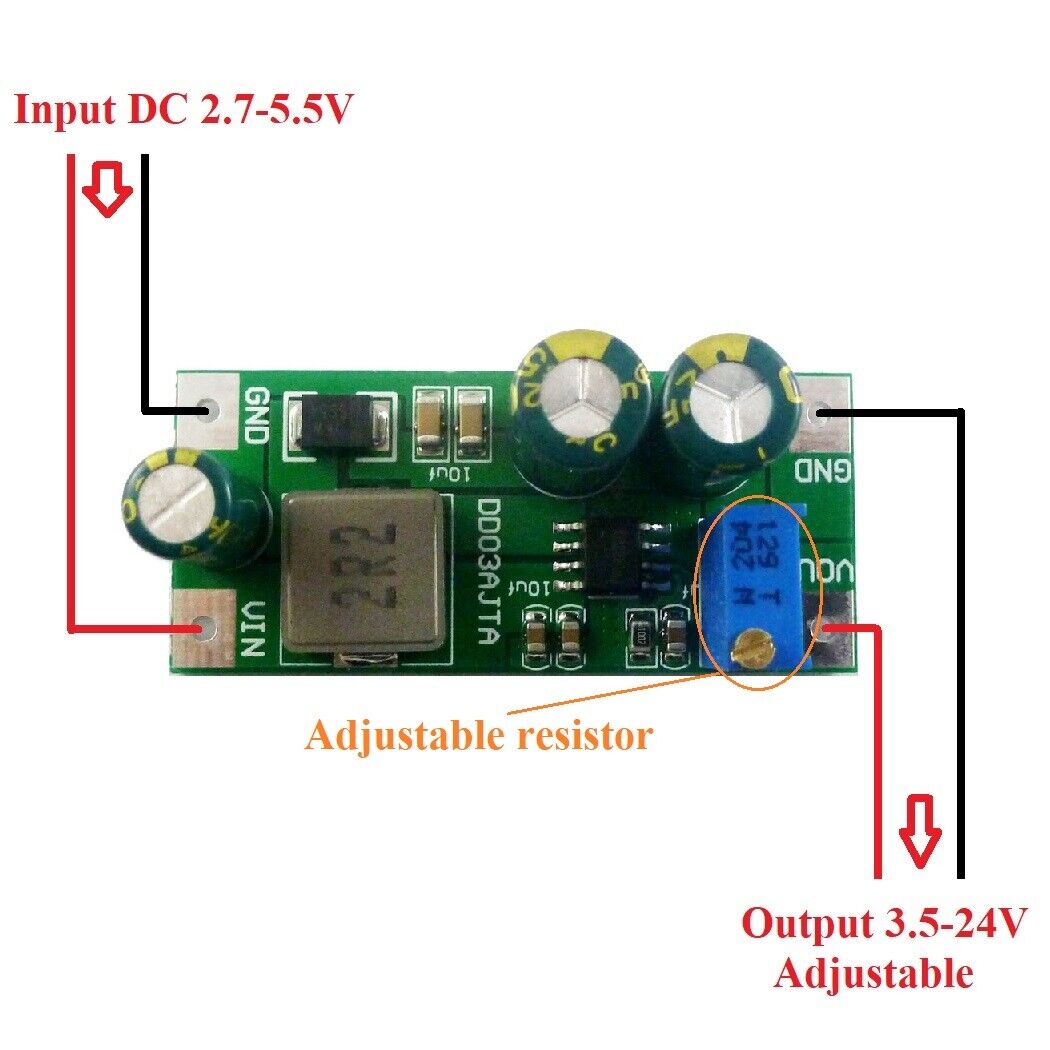 DD03AJTA 6A DC 3.3V 3.7V to 5V 6V 9V 12V 15V 24V DC-DC Boost Converter Module LED IP PTZ