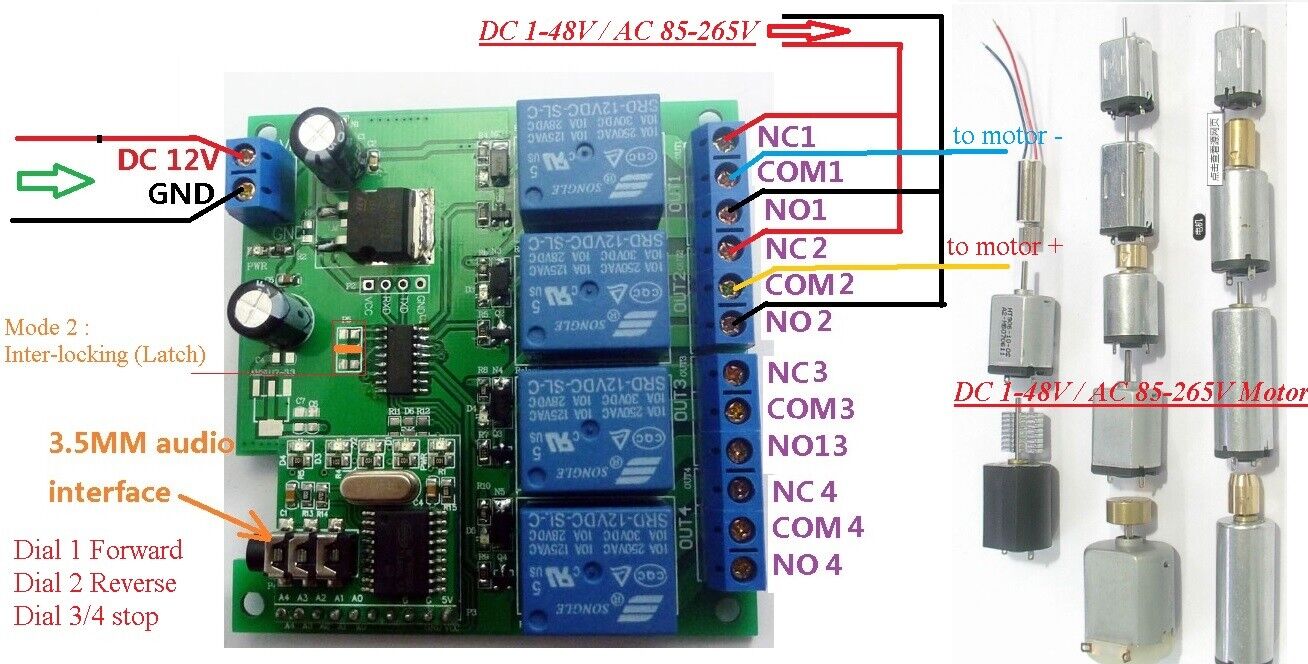 AE11A04 Keypad DTMF MT8870 Generator Audio Encoder + 4 Channels Decoder Relay