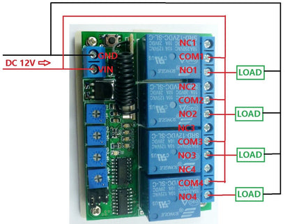 RF22B04 Multi-Function DC 12V 315MHz Delay Timer RF Wireless Relay Controller Switch