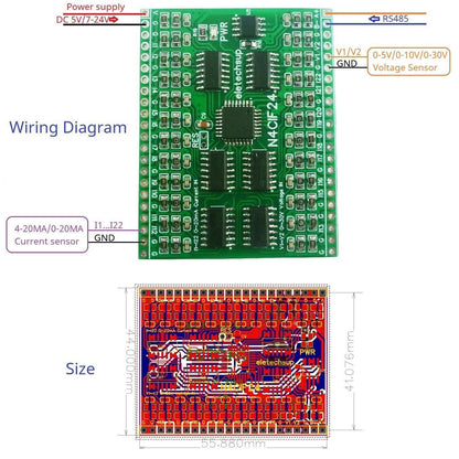 N4CID08 N4CIE16 N4CIF24 DC5V8-24AI Current Voltage Analog Collector RS485 Industrial Measurement Sensing