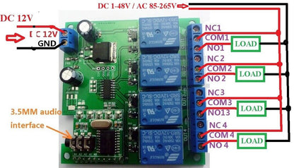 AE11A04 Keypad DTMF MT8870 Generator Audio Encoder + 4 Channels Decoder Relay