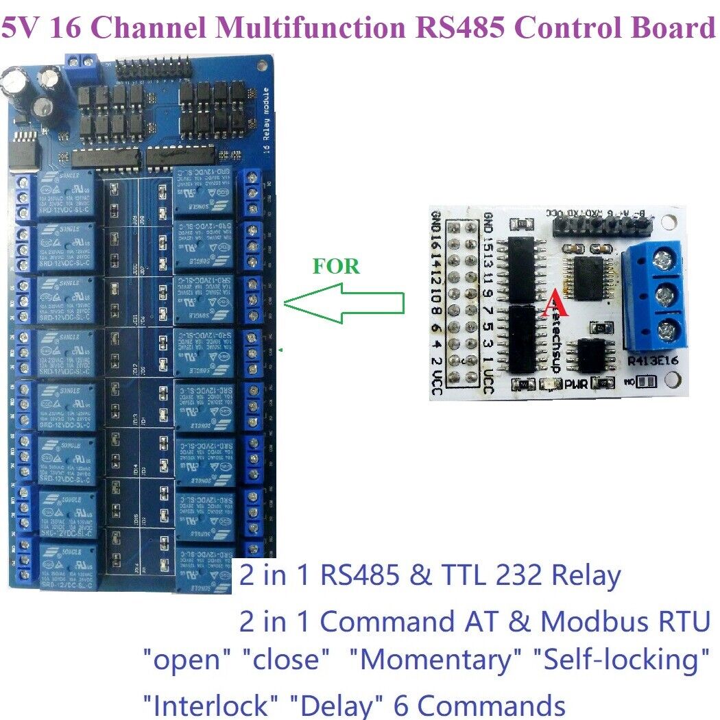 R413E16 RS485 Relay 16ch Multifunction NPN PNP IO Control Core Board Modbus Rtu Module