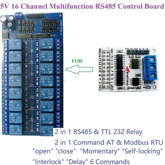 R413E16 RS485 Relay 16ch Multifunction NPN PNP IO Control Core Board Modbus Rtu Module